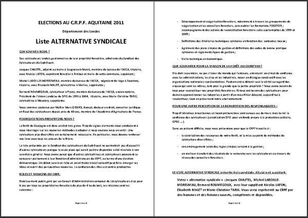 Liste d'alternative syndicale - Vignette