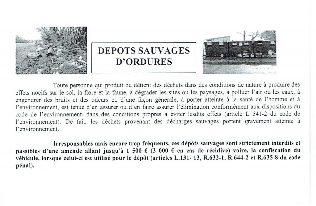 Dépôts sauvages d'ordures - Avertissement dans Lou Sabitout
